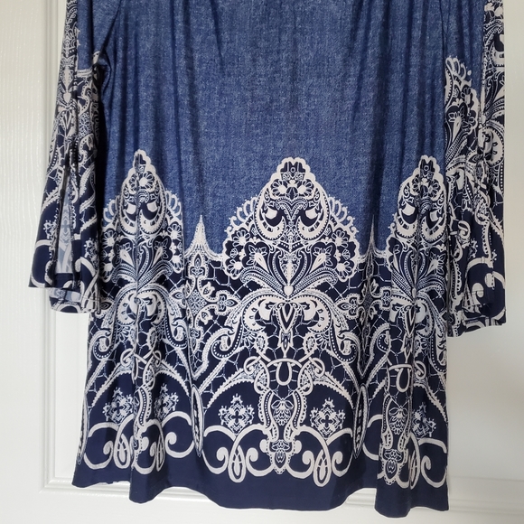 Established 1962 Denim Color Pattern Top - Picture 5 of 7